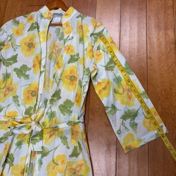 Crabtree & Evelyn Womens Cotton Lightweight Robe Floral Spring Loungewear Size M - Picture 4 of 8